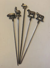 Vtg German Rostfrei Fondue Forks Skewers Stainless & Brass Animals Set of 5 for sale  Shipping to South Africa