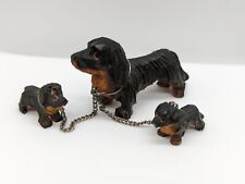 Vintage 50s Mommy Dachshund Dog Small Miniature Figurine W/Chained Puppies, used for sale  Shipping to South Africa