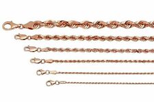 Usado, Colar de corrente de ouro rosa 14k sólido corda 1,5 mm-5 mm masculino feminino tamanho 16"-30" comprar usado  Enviando para Brazil