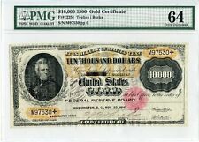 1900 $10,000 Gold Certificate PMG 64 Choice Large Note 1225h Teehee Burke JB810, used for sale  Chicago