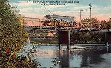 Postcard Electric Car Crossing the Republican River at Fort Riley, Kansas~130008 for sale  Shipping to South Africa