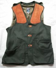 Vtg Moessmer Tiroler Loden Green Wool Suede Shooting Vest Gilet Barone Rosso 56 for sale  Shipping to South Africa