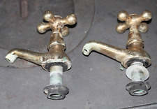 Pair Set of 2 Hot & Cold Bath Taps Gold Golden Vintage Antique Bathroom Brass, used for sale  Shipping to South Africa
