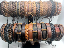 Wholesale lot 30pcs Mix Style Genuine Handmade Leather Cuff  Bracelet Wristband for sale  Shipping to South Africa