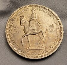 Moeda de prata coroação rainha Elizabeth II 1953 coroa antiga cavalo antigo Londres Reino Unido, usado comprar usado  Enviando para Brazil