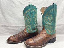 Used, Lucchese M2694 Men's 11 EE Full Quill Ostrich Leather Square Toe Green Brown for sale  Shipping to South Africa