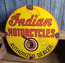 Placa publicitária vintage de metal porcelana revendedor autorizado INDIAN MOTORCYCLES comprar usado  Enviando para Brazil