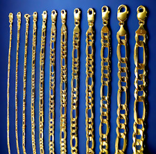 Collar de cadena Figaro liso oro amarillo 14K 1,5 mm-11 mm eslabón todos los tamaños real segunda mano  Embacar hacia Argentina