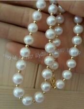 Perfect Round South Sea Natural White Real Pearl Necklace AAA 14K Gold Clasp for sale  Shipping to South Africa