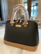 Bolsa/bolsa satchel Joy & Iman couro pebble preto e bronzeado grande capacidade comprar usado  Enviando para Brazil