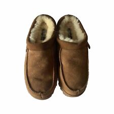 NEW Eddie Bauer Men’s Shearling Moc Scuffs Chestnut 100% Wool Sheepskin Sz 12 for sale  Shipping to South Africa
