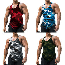 Käytetty, Summer Gym Stringer Tank Top Men Bodybuilding Sleeveless Shirt Fitness Vest myynnissä  Leverans till Finland