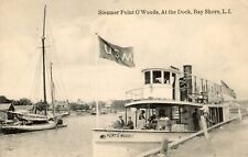 ca 1910-20 Bay Shore Long Island NY cartão postal, Steamer Point O' Woods, barco a vapor comprar usado  Enviando para Brazil