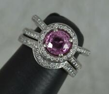 Impressive PALLADIUM Pink Sapphire and 86 Diamond Engagement Ring Set for sale  UK