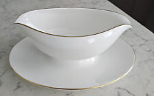 Vintage Royal Worcester Snow Z2699-1 Gold Trim Gravy Boat w/ Attached Underplate for sale  Shipping to South Africa