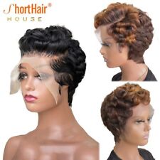 Highlight Short Pixie Cut Bob Wig Body Wave Transparent Lace Front Wig Brazilian for sale  Shipping to South Africa