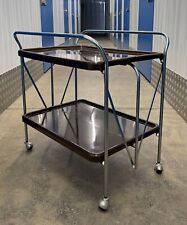 Collapsible Bar Cart / Drinks Trolley 1970s In Cognac Brown Plastic Chrome for sale  Shipping to South Africa
