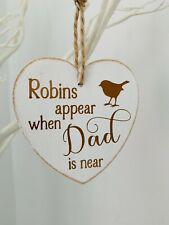 Wooden heart | Christmas Tree Decoration | Robins appear when Dad is near hanger for sale  HARLOW
