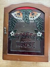 Vintage Retro Wooden Stained Glass Coffee / Curio Cabinet Wall Mount Cabinet for sale  Shipping to South Africa