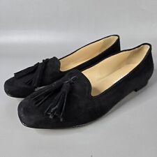 Andrea Carrano Black Suede Tassel Flat Slip On Loafers Womens 42 US 10.5-11 for sale  Shipping to South Africa