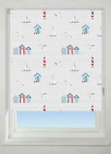 Beach hut & boat, seaside, roller blind, polyester, black out 115cm w  x 170cm l for sale  Shipping to South Africa