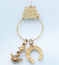 14K 585 GOLD 3.8g CHARM HOLDER HORSE SHOE & SHIP ANCHOR CHARMS LIVE LOVE LAUGH for sale  Shipping to Canada