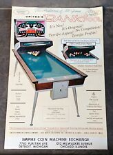 United's Bank Pool Billiards Arcade Coin Op Game Orig Advertising Flyer 8.5x13 for sale  Shipping to South Africa