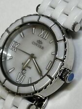 Oniss Paris relógio de porcelana cristal branco safira com data -ON834L LINDO comprar usado  Enviando para Brazil