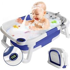 Baby Bath Tub Toddler Bathtub with Thermometer Portable Collapsible Baby Shower for sale  Shipping to South Africa