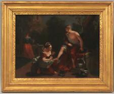 Antigua pintura al óleo bíblica de la escuela flamenca, baño de Betsabé y el rey David, sin precio base segunda mano  Embacar hacia Argentina