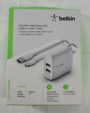 Carregador de parede Belkin Boost Charge duplo USB-A (com cabo USB-A para USB-C) - Branco comprar usado  Enviando para Brazil