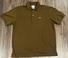 Camisa polo masculina Lacoste tamanho grande 5 marrom rugby logotipo crocodilo preppy casual, usado comprar usado  Enviando para Brazil