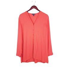 Blusa Eileen Fisher média laranja seda manga longa crepe botão top comprar usado  Enviando para Brazil