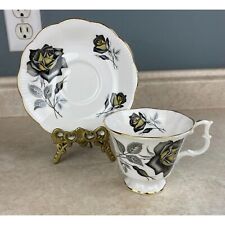 Royal Albert Black Rose Ribbed Fine Bone China Tea Cup And Saucer for sale  Shipping to South Africa