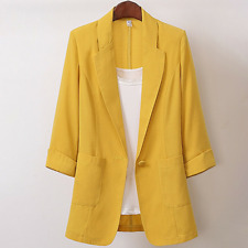 Blazer feminino casual algodão linho terno-jaqueta feminino botão solto para cima casaco de lapela, usado comprar usado  Enviando para Brazil
