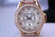 Relógio feminino Fossil Riley ES 3466 ouro rosa e pulseira de couro cristal comprar usado  Enviando para Brazil