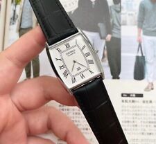 Reloj de pulsera Seiko delgado cuarzo cara blanca con batería banda negra japonés para hombre segunda mano  Embacar hacia Mexico