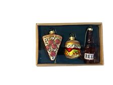 Set van 3 glazen kerstballen (Pizza, Hamburger, Beer), gebruikt tweedehands  Vught - Taalstraat en omgeving