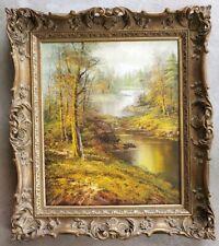 VINTAGE ORIGINAL OIL PAINTING FOREST RIVER STREAM WOODED LANDSCAPE FRAMED ART for sale  Shipping to Canada