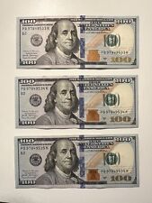 Lote de tres (3) 2017 billetes de 100 dólares sin circular números de serie en secuencia segunda mano  Embacar hacia Argentina