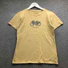Camiseta Life is Good Bicicleta Feminina Pequena S Manga Curta Ajuste Clássico Logotipo Amarelo comprar usado  Enviando para Brazil