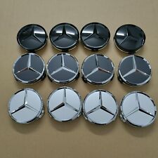 4x Mercedes Benz Wheel Center Caps Glossy BLACK 75mm Rim Emblem Hubcap Cover 3" for sale  Shipping to South Africa