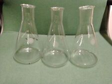 3 frascos de vidrio PYREX 500 mL Erlenmeyer - pequeños frascos de vidrio de laboratorio lote de 3 segunda mano  Embacar hacia Mexico