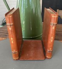 Used, Vintage Beautiful Italian Leather Book Folding Bookends ~Gold Embossed Gold Edge for sale  Shipping to South Africa