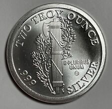 Moneda de diez centavos con cabeza de mercurio redonda de plata fina .999 de 2 oz dos onzas troy segunda mano  Embacar hacia Argentina
