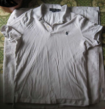 Polo M U.S. Assn. Camisa de colarinho branco usada uniforme manchas desgaste 100% algodão comprar usado  Enviando para Brazil