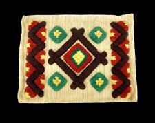 Funda de almohada tribal de crochet tejida a mano de colección textil azteca con mechones 17,5X14 segunda mano  Embacar hacia Argentina