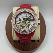 Usado, Ed Hardy "Love Eternal" Relógio Feminino 42mm Moldura Plástica Vermelha Mostrador Rosa WR - Funciona comprar usado  Enviando para Brazil