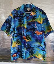 Camisa havaiana Royal Creations XXL palmeira e oceano feita no algodão havaiano comprar usado  Enviando para Brazil