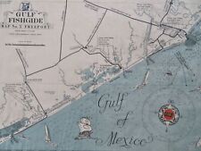Freeport Texas Golfo de México Redfish Trucha 1940 EE. UU. dibujos animados mapa de pesca segunda mano  Embacar hacia Mexico